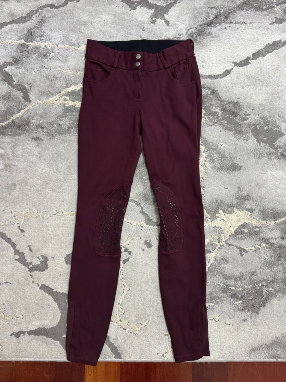 Burgundy Riding Breeches with Silicone Knee Patches
